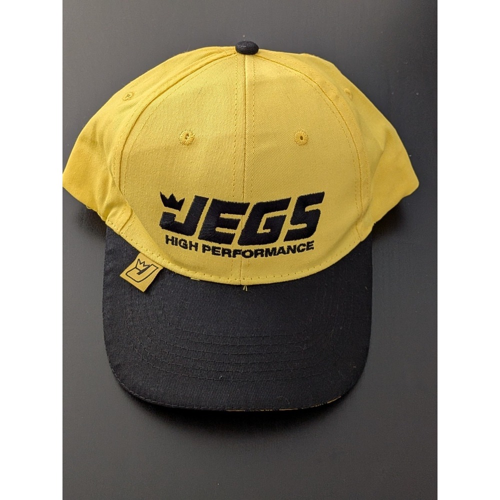 JEGS High Performance Hat Black Neone Yellow Strap back OSFM